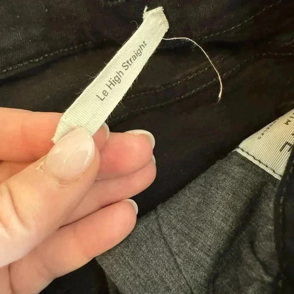 Frame LE HIGH STRAIGHT JEAN - FILM NOIR black cropped size 27 high rise - Picture 7 of 9